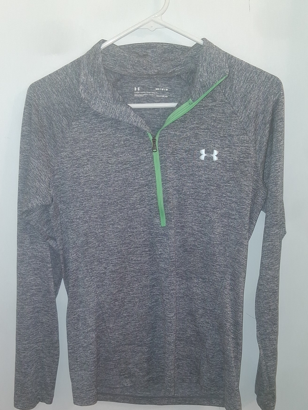 Under Armour Gray Heather Quarter-Zip Pullover with Green Trim